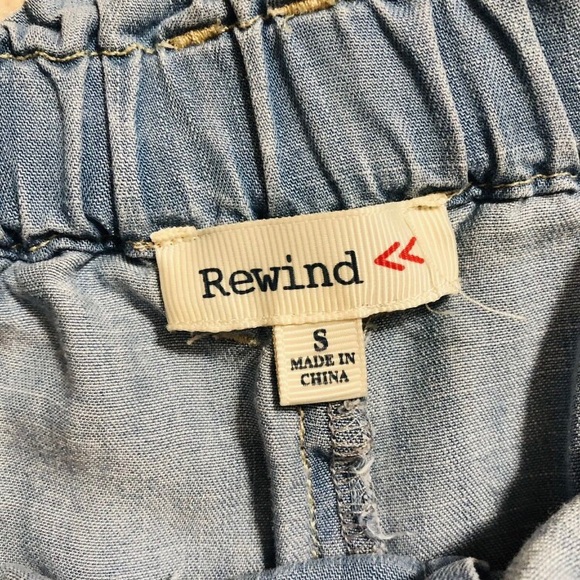 Rewind High Waisted Paper Bag Shorts Light Blue Lyocell Size Small - Picture 3 of 5